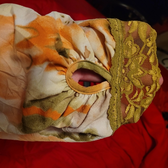 Vtg Y2K Vanity olive grn floral lace strapless keyhole crinkle tube top 1X NWOT - Picture 12 of 16